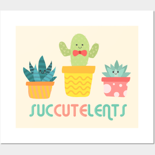 Cute Little Kawaii Succulents - Succutelents Posters and Art